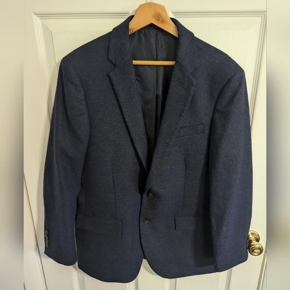 J. Crew Mens Blazer Size 40 Thompson Navy Blue Jacket Metal Button Wool Blend